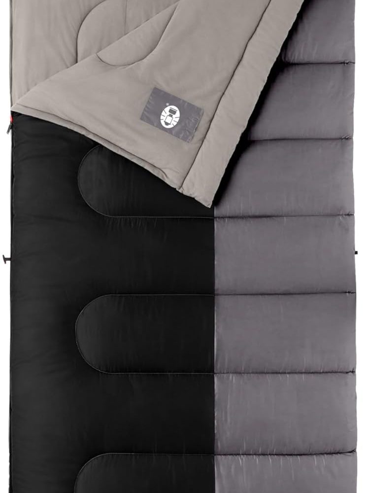 Coleman Biscayne Big & Tall 40°F Sleeping Bag, Fits Adults up to 6ft 4in Tall, No-Snag Zipper with Stuff Sack, Machine Washable